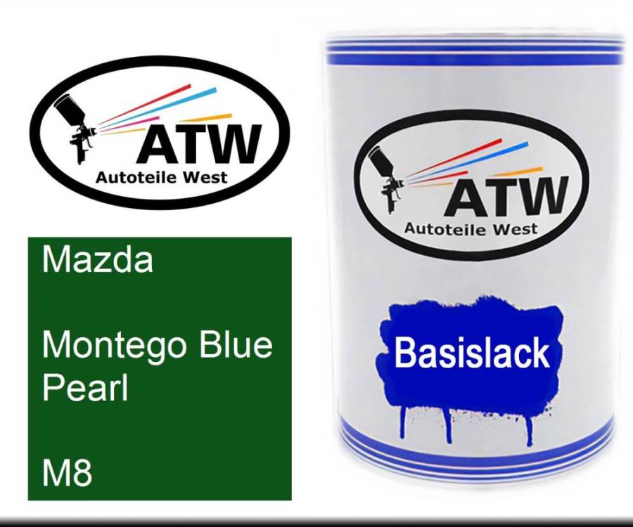 Mazda, Montego Blue Pearl, M8: 500ml Lackdose, von ATW Autoteile West.